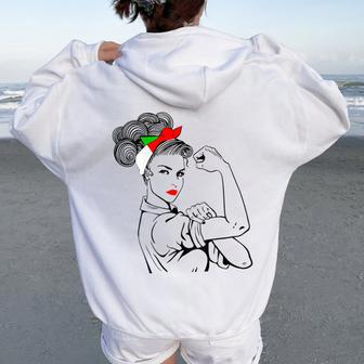 Unbreakable Girl Italian Heritage Day Italian Flag Women Women Oversized Hoodie Back Print - Monsterry