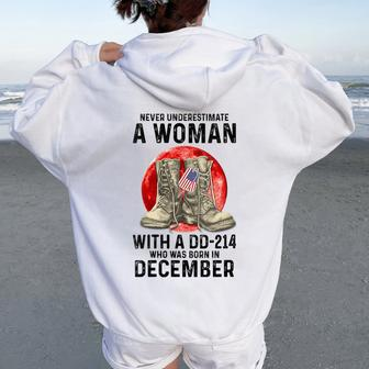 Never Underestimate A Woman With A Dd-214 December Women Oversized Hoodie Back Print - Thegiftio UK