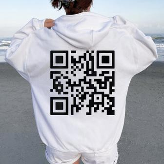 Unique Qr-Code With Humorous Hidden Message Women Oversized Hoodie Back Print - Monsterry