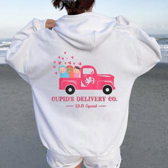 Valentine Labor And Delivery Nurse Squad Cupid's Delivery Co Women Oversized Hoodie Back Print - Seseable