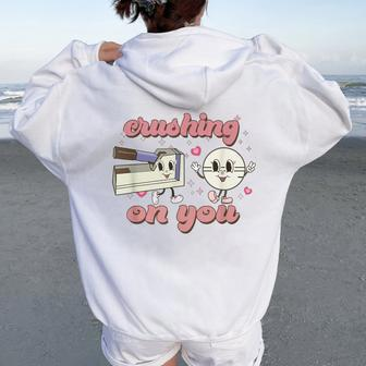 Valentines Day Nurse Crushing On You Peds Picu Rn Aid Rn Women Oversized Hoodie Back Print - Monsterry UK
