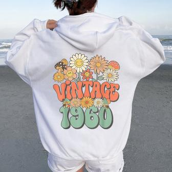Vintage 1960 Floral Hippie Groovy Daisy Flower 64Th Birthday Women Oversized Hoodie Back Print - Monsterry AU