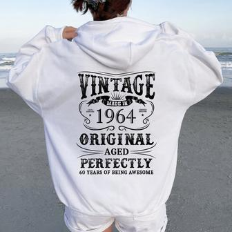 Vintage Made In 1964 60 Years Of Being Awesome Women Oversized Hoodie Back Print - Monsterry AU