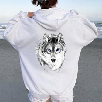 Vintage Wolf Wolf Lovers For Boys And Girls Women Oversized Hoodie Back Print - Monsterry DE