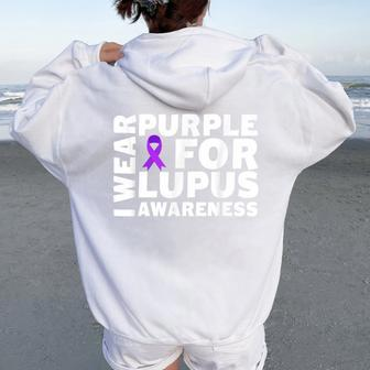 I Wear Purple For Lupus Awareness Month Lupus Support Women Oversized Hoodie Back Print - Thegiftio UK