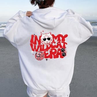 In My Wildcat Era Go Wildcats Groovy School Spirit Mascot Women Oversized Hoodie Back Print - Monsterry