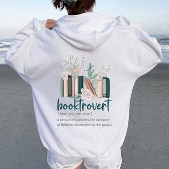 Wildflower Booktrovert Definition Book Lover Bookish Library Women Oversized Hoodie Back Print | Mazezy