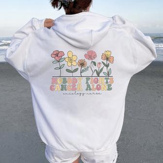 Wildflower Oncology Nurse Hem Onc Nurse Hematology Oncology Women Oversized Hoodie Back Print - Monsterry UK