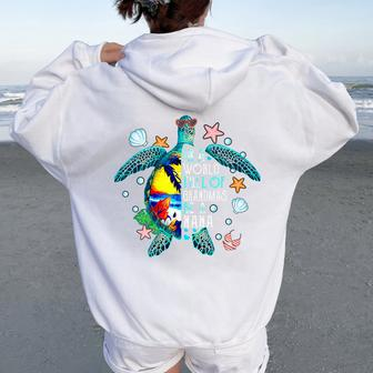 In A World Full Of Grandmas Be A Nana Summer Beach Turtle Women Oversized Hoodie Back Print - Monsterry AU