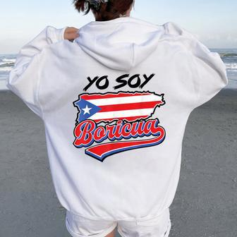 Yo Soy Boricua Puerto Rico Flag Puerto Rican Hispanic Women Oversized Hoodie Back Print | Mazezy