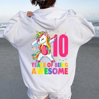 Youth 10Th Birthday Girl Unicorn 10Th Birthday Outfit Women Oversized Hoodie Back Print - Thegiftio UK