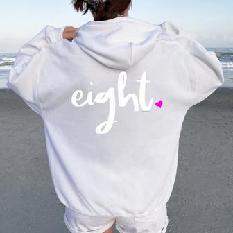 Youth 8Th Birthday Girl 8 Year Age 8 Eight Party Idea Pink Women Oversized Hoodie Back Print - Thegiftio UK