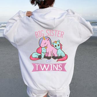 Youth Big Sister Of Twins Unicorn Twin Women Oversized Hoodie Back Print - Thegiftio UK