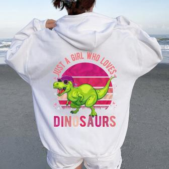 Youth Just A Girl Who Loves Dinosaurs Vintage Retro Women Oversized Hoodie Back Print - Monsterry UK