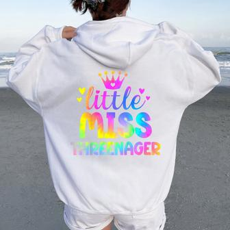 Youth Little Miss Threenager Girl Cute Girls 3Rd Birthday Girl Women Oversized Hoodie Back Print - Thegiftio UK