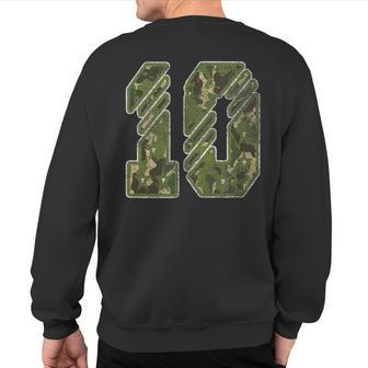 10Th Birthday Soldier 10 Year Old Military Themed Camo Sweatshirt Back Print - Monsterry