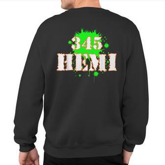 345 Hemi Engine Lime Green Splatter Sweatshirt Back Print - Monsterry CA