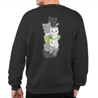 Agender Flag Non Binary Pride Lgbtq Cats Cute Agender Cat Sweatshirt Back Print - Monsterry AU