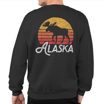 Alaska Moose Sunset Retro Vintage Vibe Sweatshirt Back Print - Monsterry DE