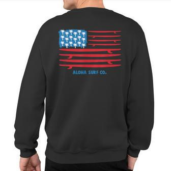 Aloha Surf Hawaii American Flag Sweatshirt Back Print - Monsterry CA