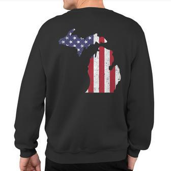 American Flag Fourth Of July 4Th Michigan Usa Sweatshirt Back Print - Monsterry