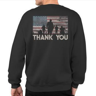 American Flag Thank You Military Appreciation Sweatshirt Back Print - Monsterry DE