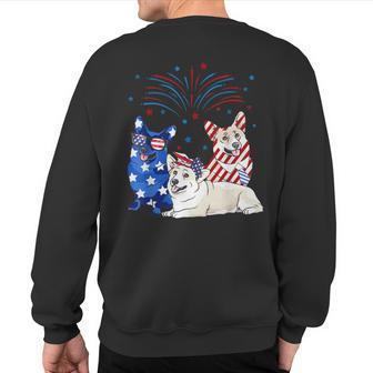 American Flag Usa 4Th Of July Corgi Sweatshirt Back Print - Monsterry DE