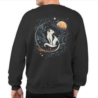 Astronaut Cat Or Space Cat On Galaxy Cat Lover Sweatshirt Back Print - Monsterry AU
