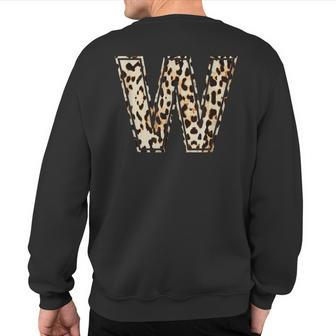 Awesome Letter W Initial Name Leopard Cheetah Print Sweatshirt Back Print - Monsterry