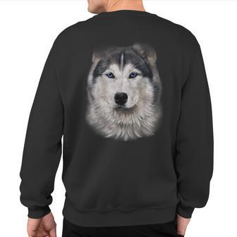 Beautiful Siberian Husky Dog Face Sweatshirt Back Print - Monsterry CA