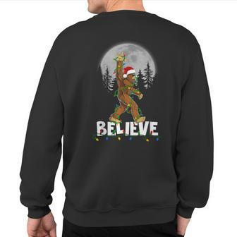 Bigfoot Rock Roll Sasquatch Christmas Believe Sweatshirt Back Print - Seseable