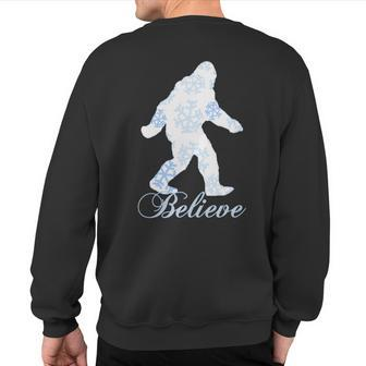 Bigfoot Sasquatch Yeti Believe Snowflake Christmas Pajamas Sweatshirt Back Print - Monsterry UK
