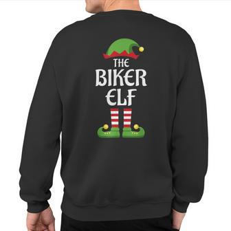 Biker Elf Family Matching Group Christmas Motorcycle Sweatshirt Back Print - Monsterry DE