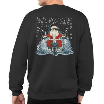 Biker Santa Claus On Motorcycle Christmas Biking Ride Sweatshirt Back Print - Monsterry