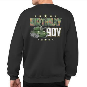 Birthday Boy Army Soldier Birthday Military Themed Camo Sweatshirt Back Print - Monsterry