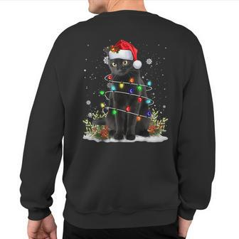 Black Cat Santa Christmas Family Matching Pajamas Xmas Sweatshirt Back Print - Monsterry DE