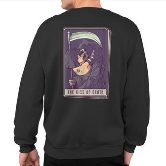 Blackcraft Vintage Death The Grim Reaper Kiss Tarot Card Sweatshirt Back Print - Monsterry DE