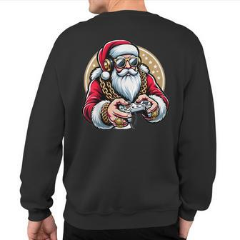 Boys Christmas Video Game Santa Gamer Xmas Sweatshirt Back Print - Monsterry