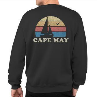 Cape May Nj Vintage Sailboat 70S Throwback Sunset Sweatshirt Back Print - Monsterry CA