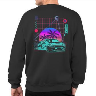 Car Drifting Aesthetic Vaporwave 80S Style Cars Lover Sweatshirt Back Print - Monsterry UK