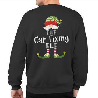 Car Fixing Elf Group Christmas Pajama Party Sweatshirt Back Print - Monsterry UK
