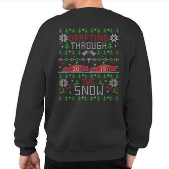 Car Racing Race Fan Ugly Christmas Sweater Party Sweatshirt Back Print - Monsterry