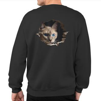 Cat Wall Animals Cat Motif Animal Cat Sweatshirt Back Print - Monsterry