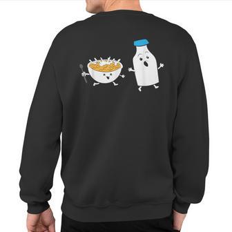 Cereal Chasing Milk Cornflakes Breakfast Cereal Sweatshirt Back Print - Monsterry UK