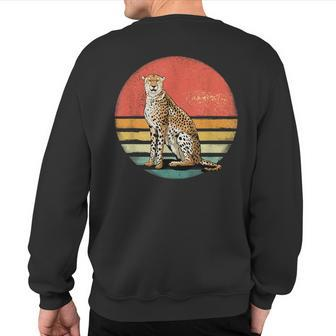 Cheetah Retro Vintage 70S Cheetah African Animal Lover Sweatshirt Back Print - Monsterry UK
