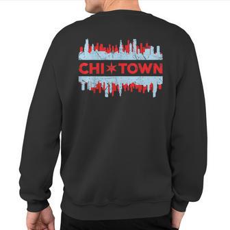 Chi Town Chicago Flag Skyline Sweatshirt Back Print - Monsterry