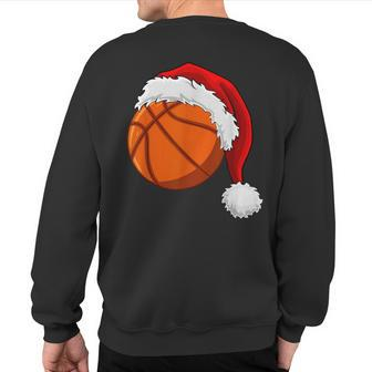 Christmas Basketball Ball Santa Hat Boys Sport Xmas Sweatshirt Back Print - Thegiftio UK