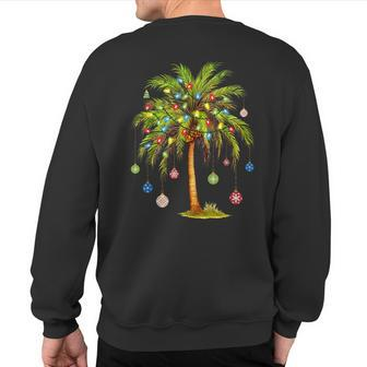 Christmas Palm Tree Light Hawaiian Tropical Xmas Sweatshirt Back Print | Mazezy