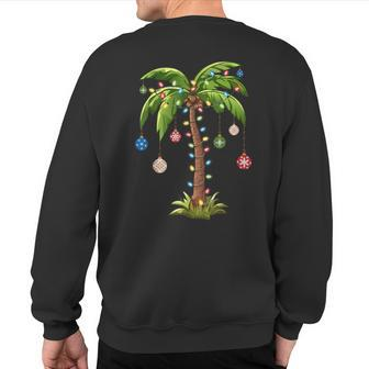 Christmas Palm Tree Light Hawaiian Tropical Xmas Sweatshirt Back Print - Seseable