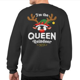 Christmas Pjs Queen Xmas Reindeer Matching Sweatshirt Back Print - Monsterry CA